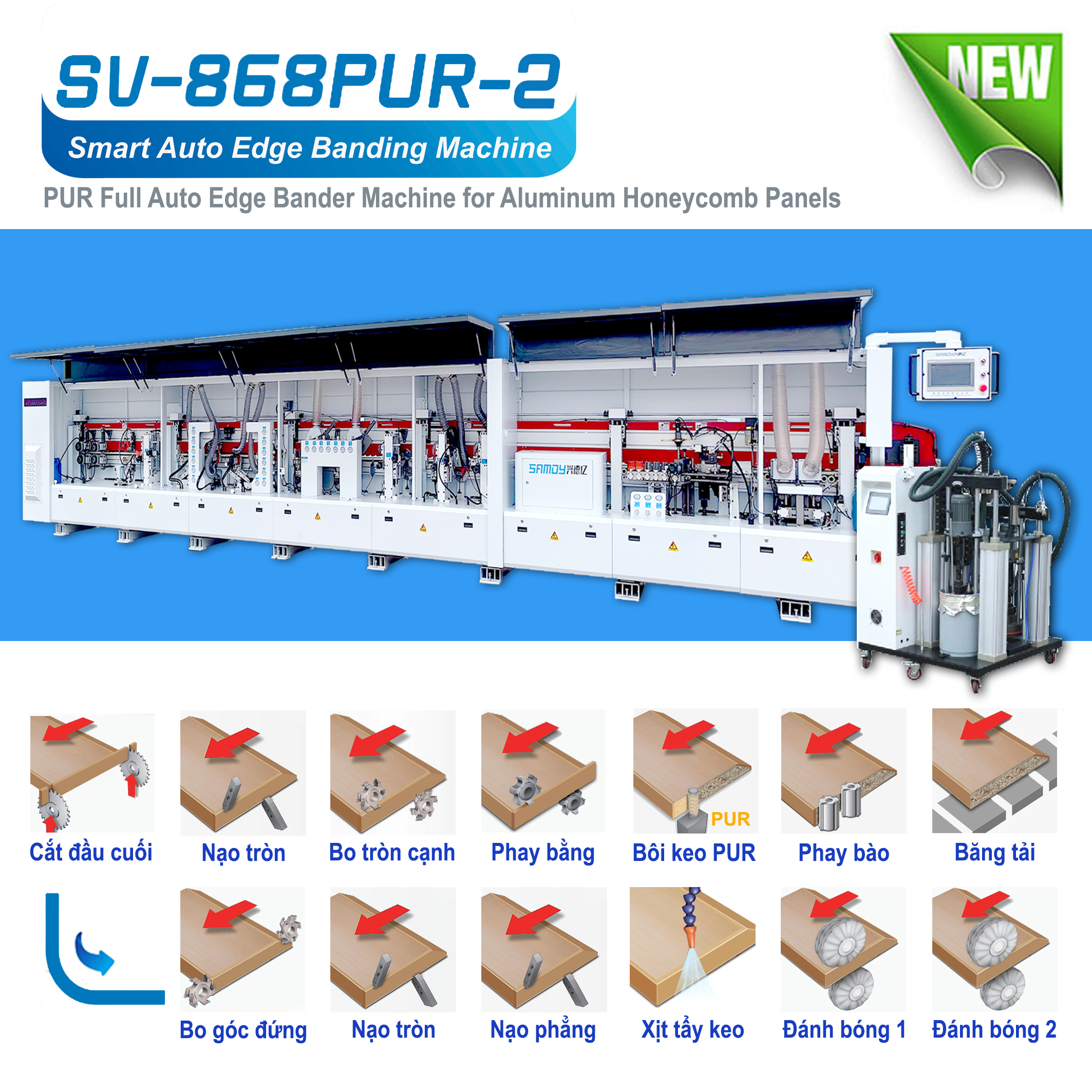 Aluminium Full auto Edge Bangding Machine SV-868PUR-2